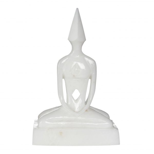 6" Union Meditator Statue, White Marble