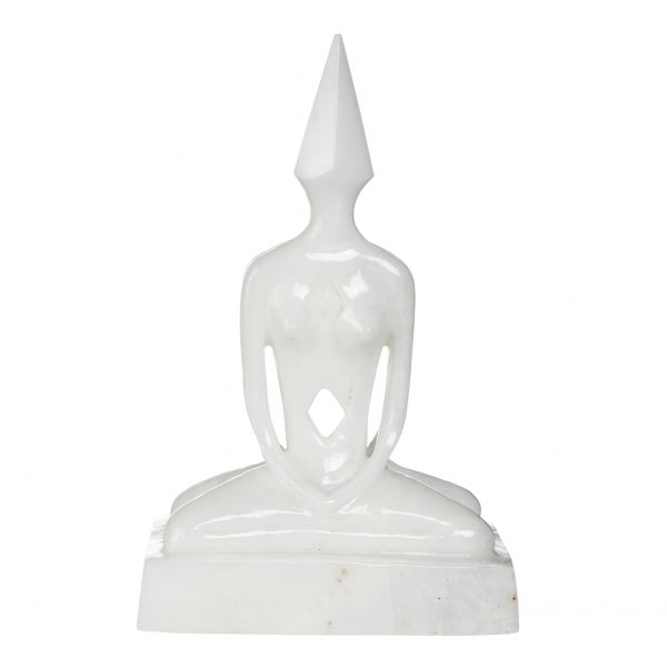 6" Union Meditator Statue, White Marble