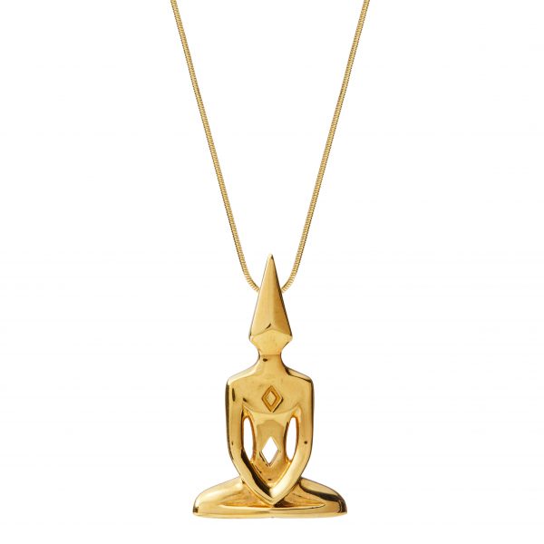 Large Gold Plated Meditator Necklace