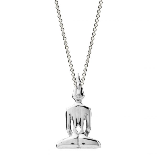 Large Silver Plated Meditator Necklace On Solid Silver Chain