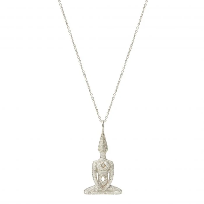 White Gold Diamond Meditator Necklace